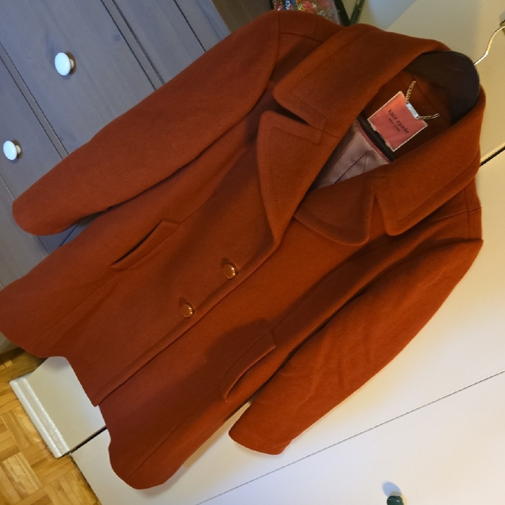 Kate Spade Burnt Orange Wool Blend Coat